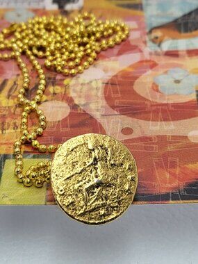 Necklace with vintage Todd Oldham Buttons 90s 24K Gold